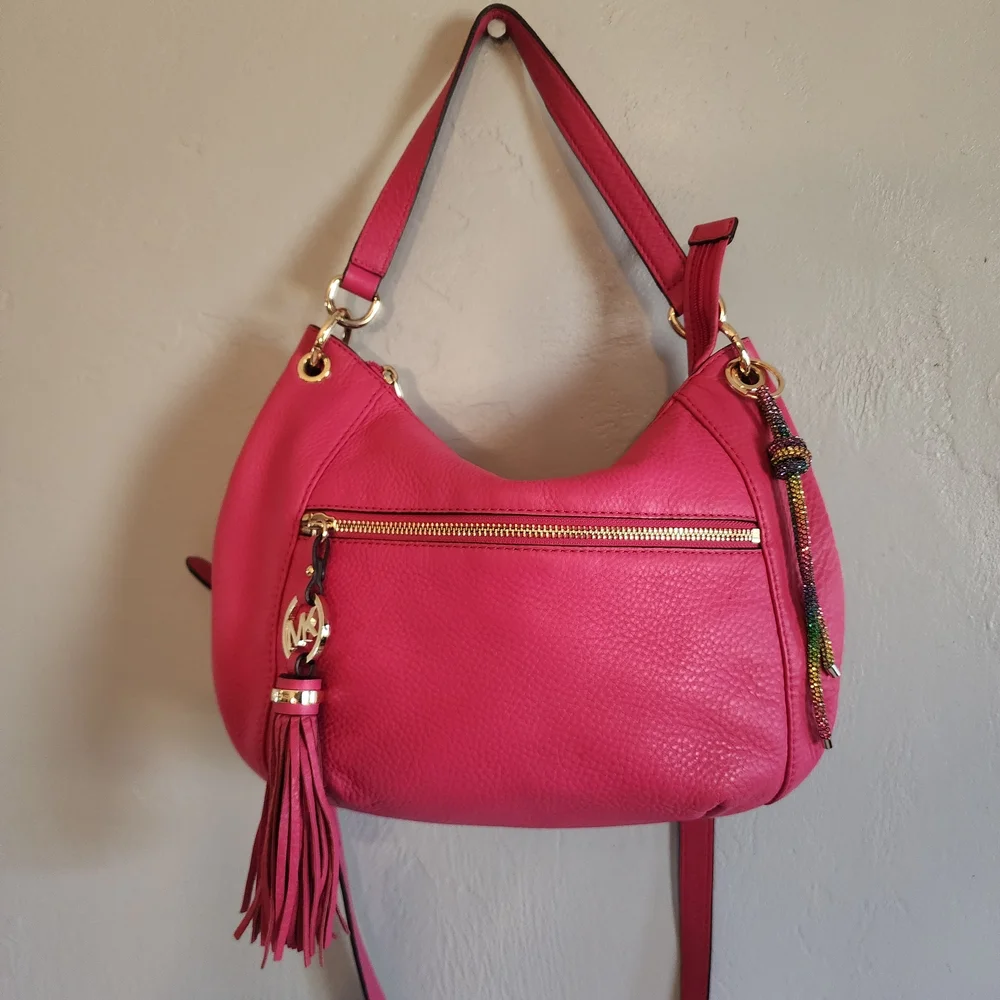 Michael Kors Hot Pink Shoulder Bag with Gold Accents - Picture 1 of 8
